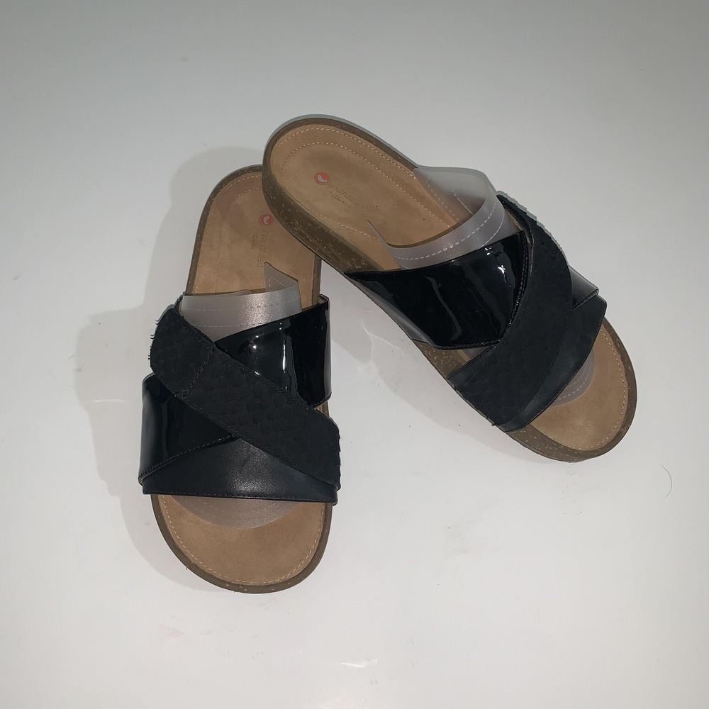 Clarks Unstructured Sandals Womens 7.5 Black Synthetic Slide Comfort Shoes